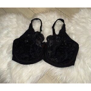 Lunaire 107-11 Sensuous Lace Demi Bra Sheer Unlined Underwire Womens 36DD Black
